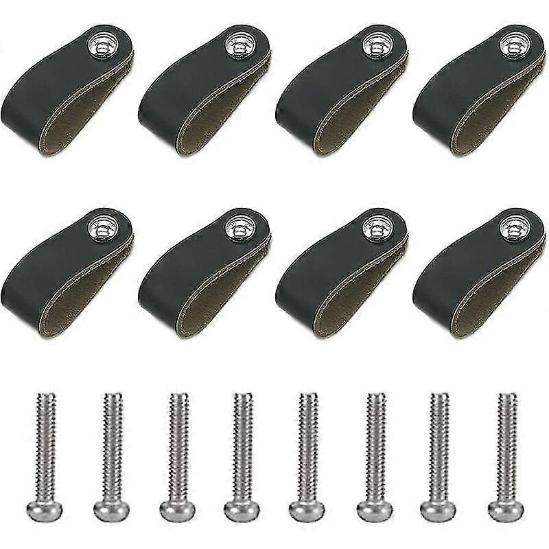 Leather Handle Parts. Cabinet Handle In Black Leather. Leather Handle With Screws. Soft Pu Leather Door Handle. Easy To Install. Suitable For All Kind