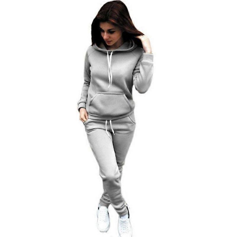 Women's Casual Two-Piece Set, Hoodie with Kangaroo Pocket and Drawstring Pants Outfits
