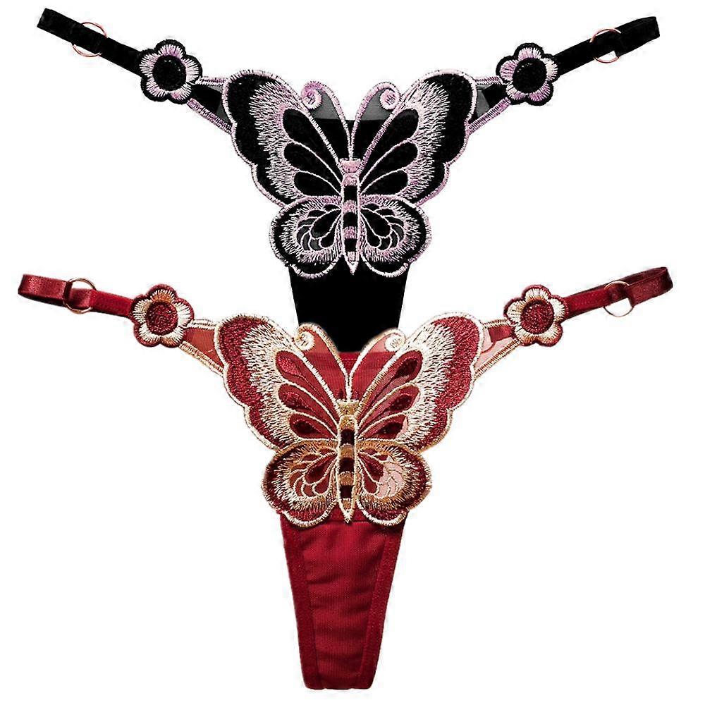 2 Stück / 1 Stück Stickerei Unterwäsche Frauen Spitze String Hochwertige niedrige Brise weibliche G-String atmungsaktive Unterwäsche