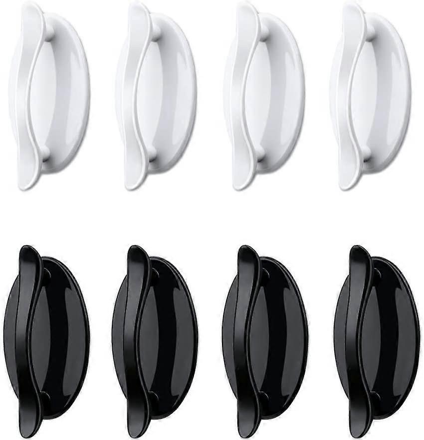 8pcs Strong Self Adhesive Door Handle Drawer Cabinet Handle(White+Black)(4-D-1)