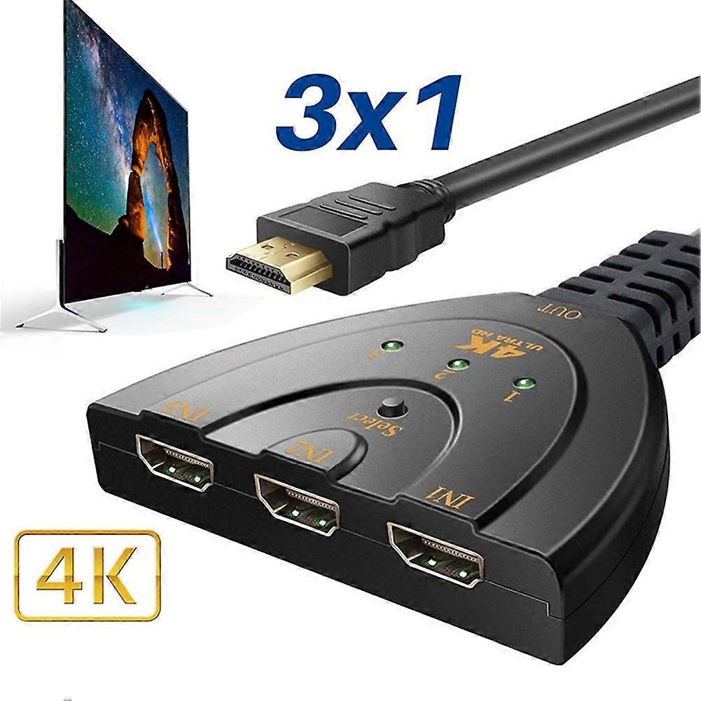 HDMI-compatible Switch 3D Mini 3 Port out Port Hub 4K*2K