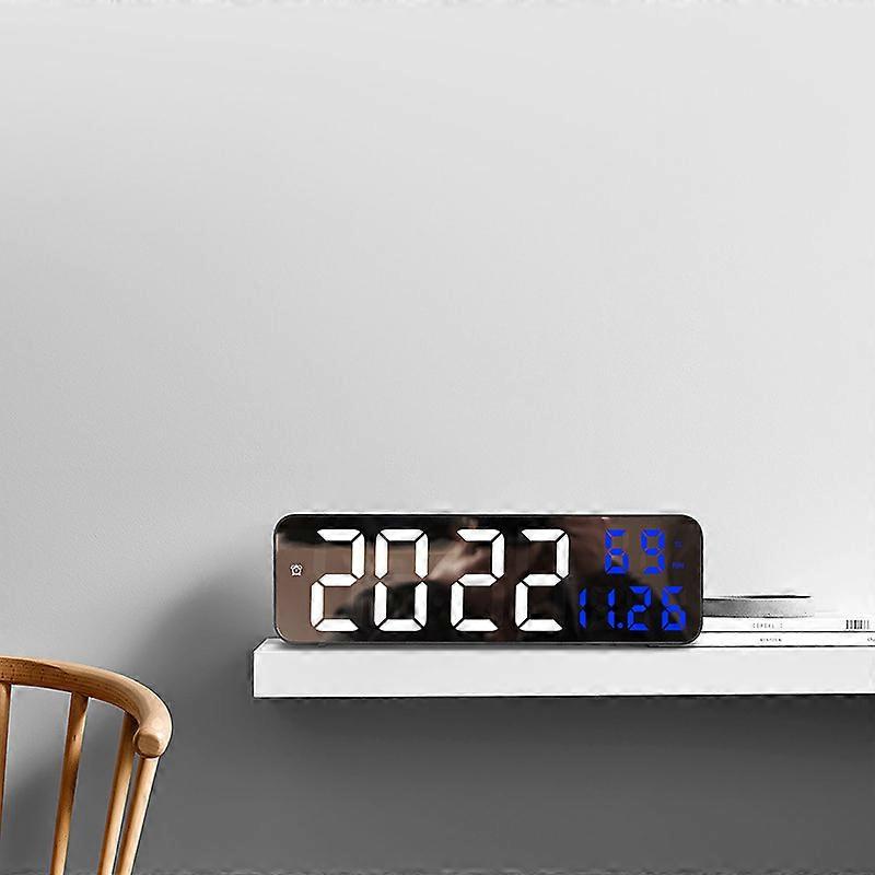 Led Digital Wall Clock Large Screen Time Temperature Humidity Display Clock