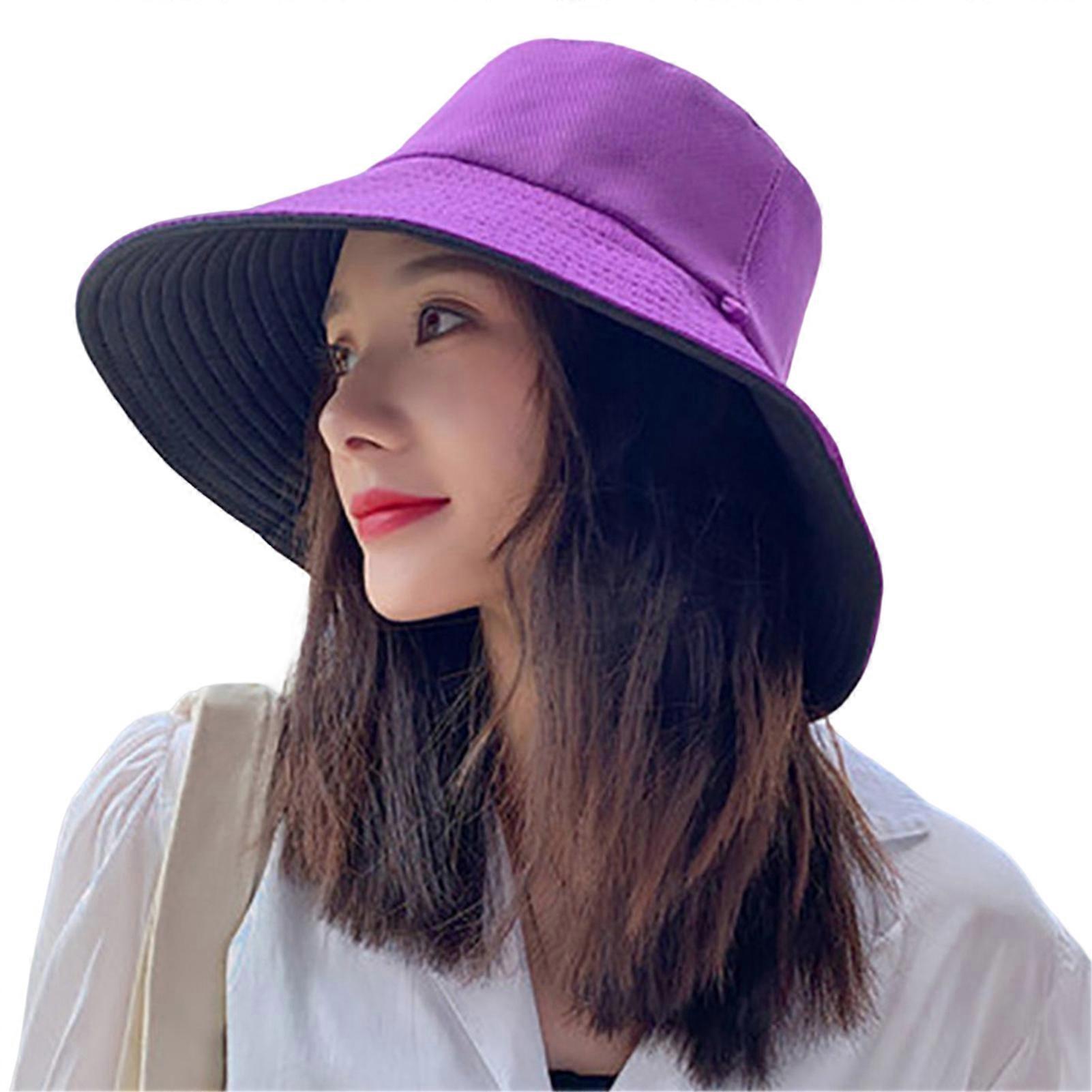 Sun Hat Solid Color Double-layered Big Sunscreen Basin Hat for Outdoor