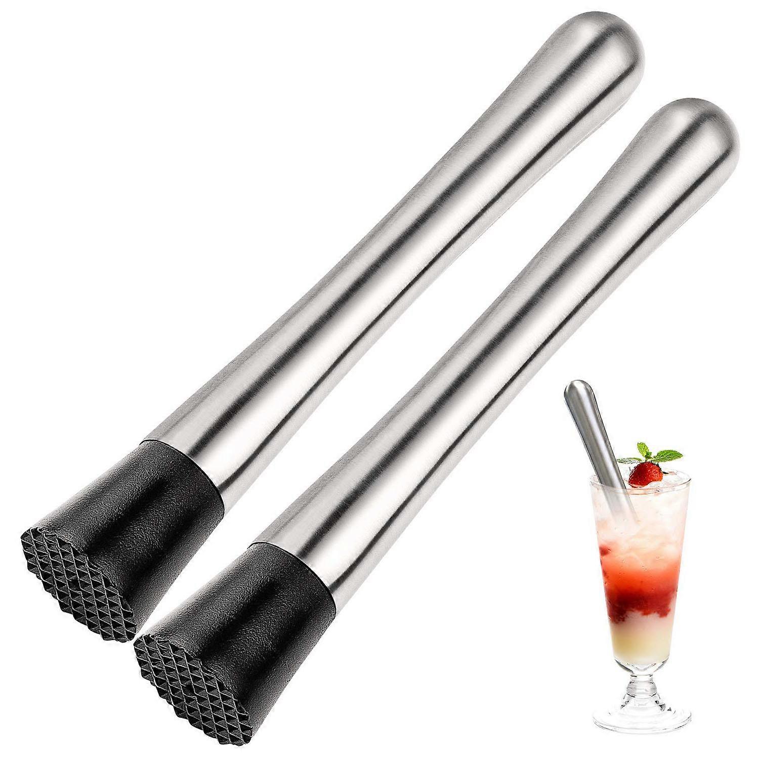 2PCS Muddler Bar Tool & Stainless Steel Cocktail Muddler 8" Long.