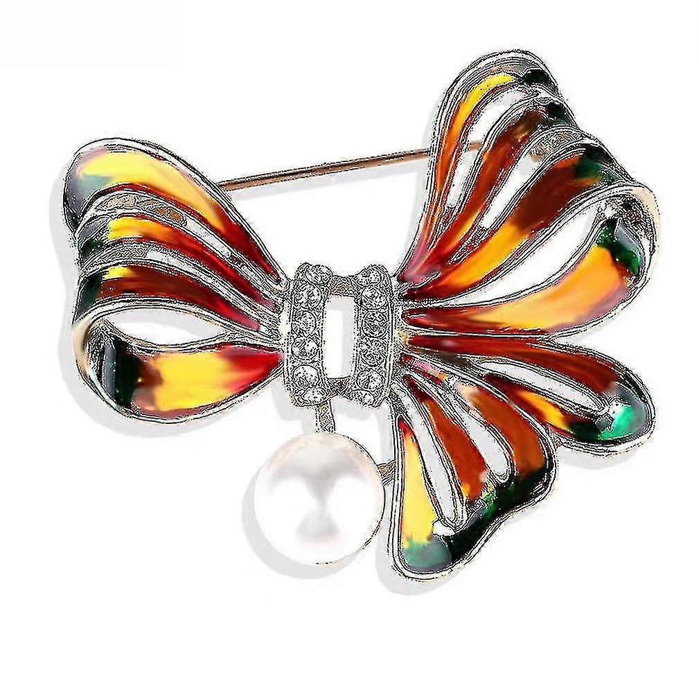 HMWY-ハイエンドレディースブローチバタフライコサージュ塗装エナメルパールブローチピン