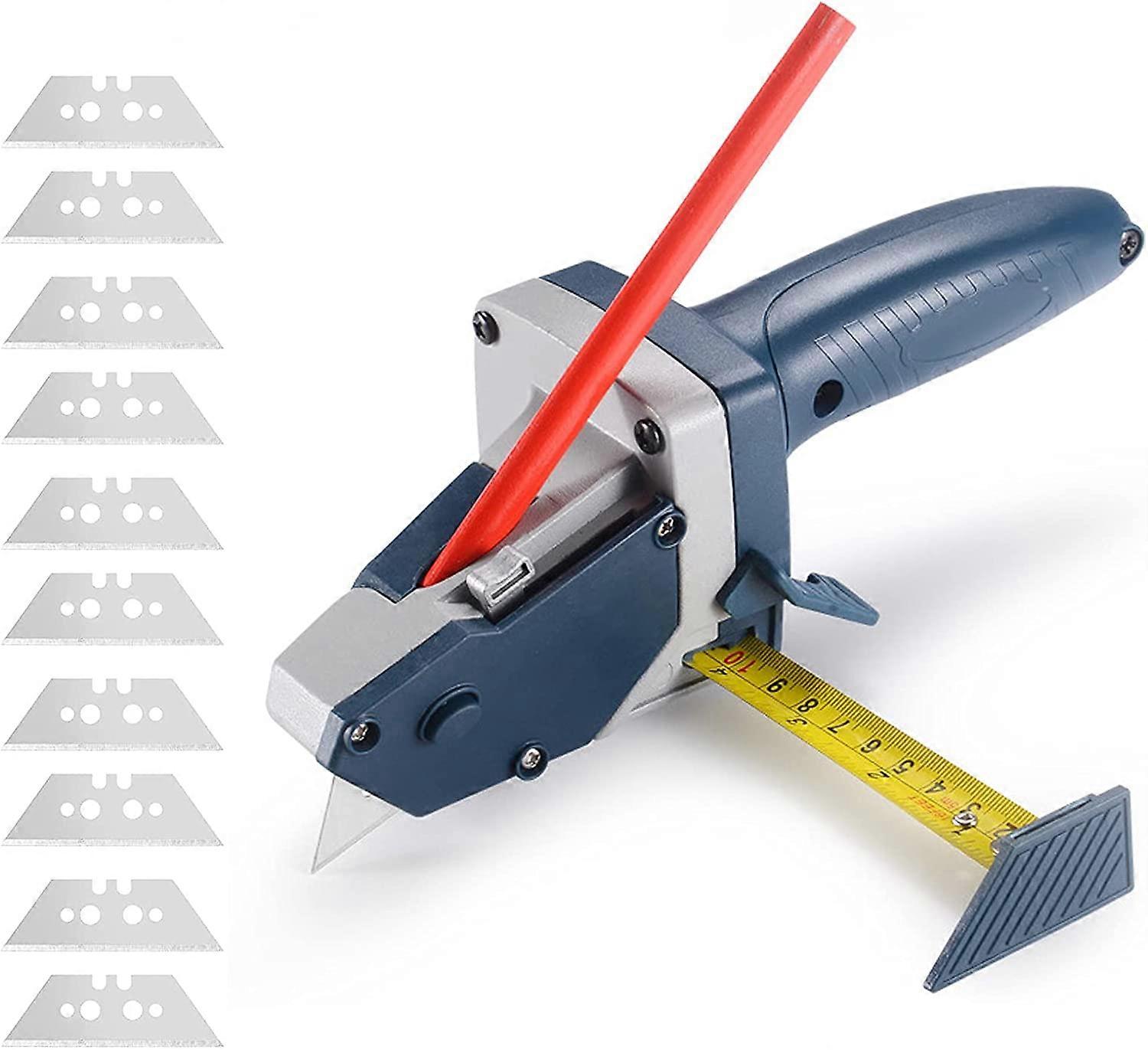 3-in-1 Gypsum Board Cutting Tool with 16ft Measuring Tape,10 Utility Knife Blades and Pencil,Portable Drywall Cutting Tool to Measure, Mark and Cut Wo