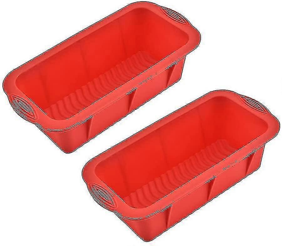 Rectangular Silicone Cake Mold, 2 Pieces Red Rectangular Bread Mold, Silicone Bread Mold ( 25x13.2x7