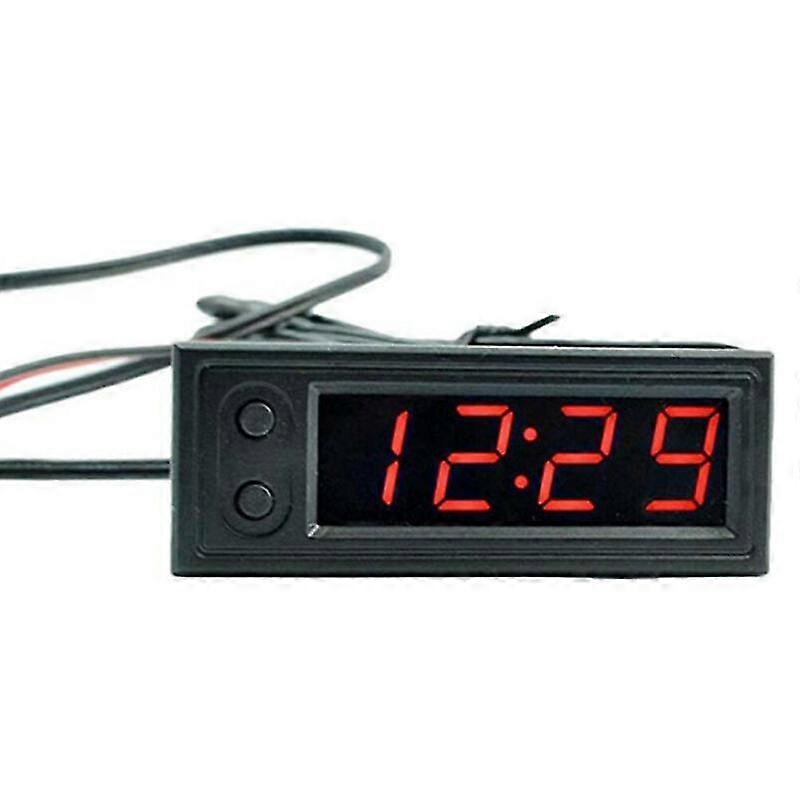 Mini Car Digital Clock Thermometer Voltmeter 3 In 1 Led Display Digital Timer Voltmeter Interior Electronic Accessories