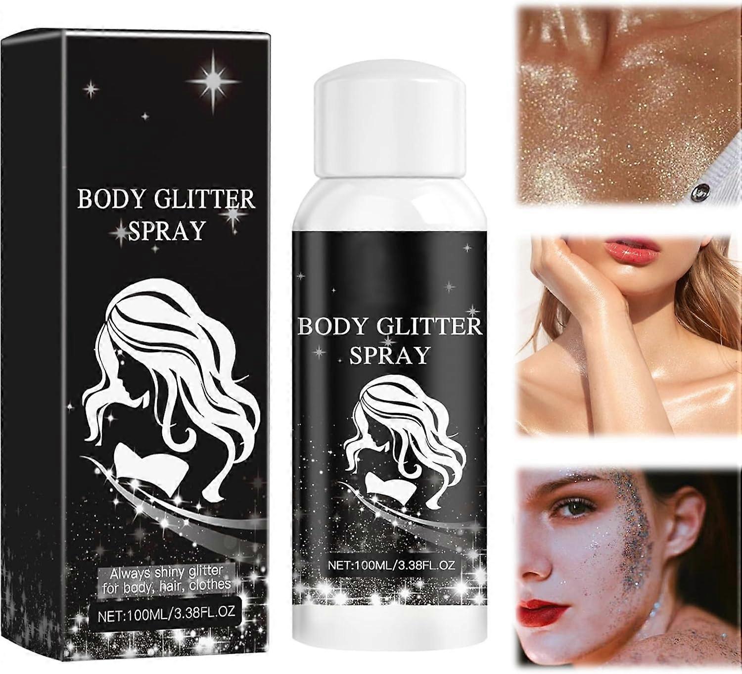 بخاخ بريق للجسم ، رذاذ لامع للشعر والجسم ، رذاذ شعر فضي لامع طويل الأمد وسريع الجفاف مناسب للمسرح ، مهرجان هذيان