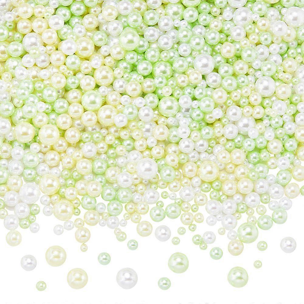 2 Sets Plastic Beads No Hole Round Light Green 3~7.5mm about 750~1000pcs/set
