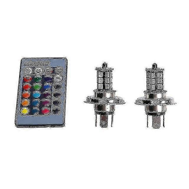 2 Pcs 9006 H4 Hb4 H7 H8 H9 H11 Universal Auto Rgb Atmosphere Lamp 5050 Led Lights Car Products Accessories With Remote Control