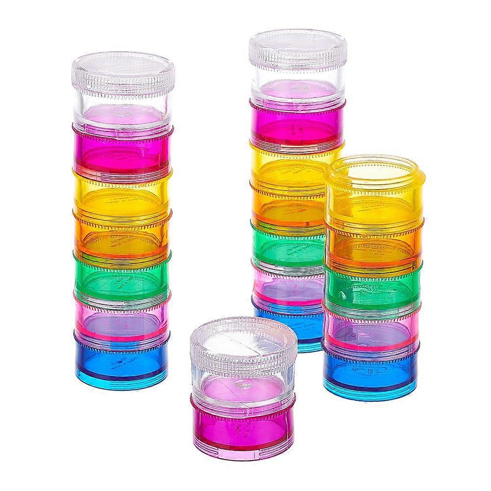 Plastic Pill Boxes Travel Medicine Boxes with 7 Compartments Flat Round Colorful 15.5x4.2cm
