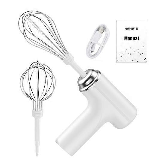 Electric Egg Beater Mixer 3-Speed Control Interchangeable Stirring Rods Cordless Handheld Milk Whisk Portable Kitchen Tool for Whisking Cream Butter
