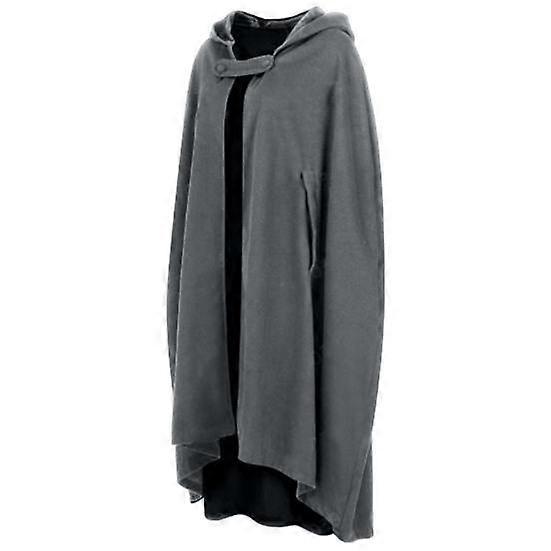 Winter Women Cloak Thickened Loose Warm Windproof Lengthened Medieval Style Single Button Closure Sleeve Holes Hooded Ponchos Long Shawl