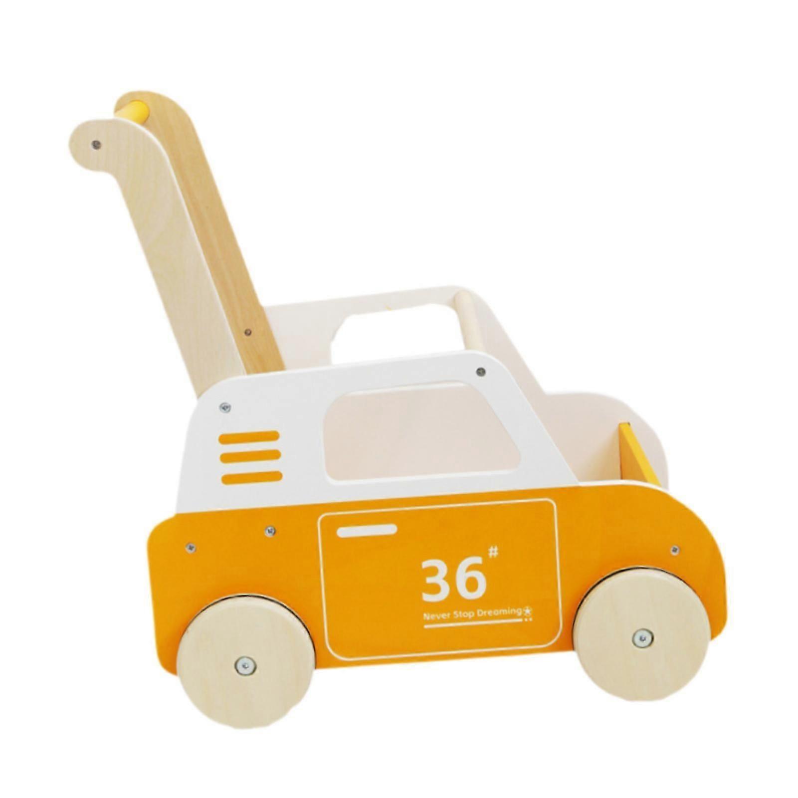 Trä Baby Push Cart Baby Push Along Walking Leksak för pojkar flickor nyfödd