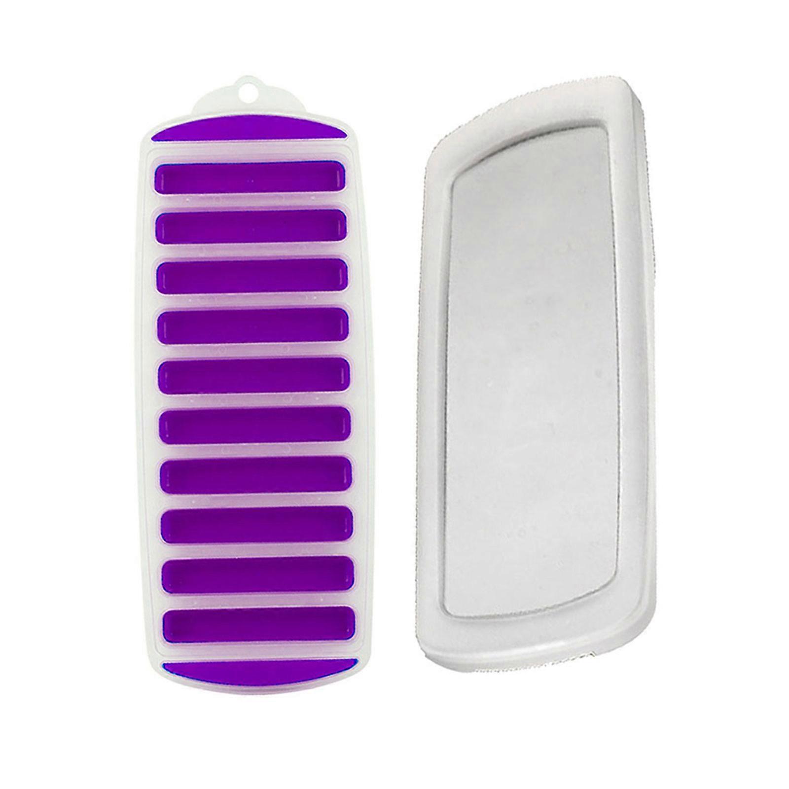 10 Grid Ice Cube Tray with Lid Reusable Ice Stick Tray for Whiskey Cocktail Stackable Flexible Ice Molds Chocolate Mold  Purple