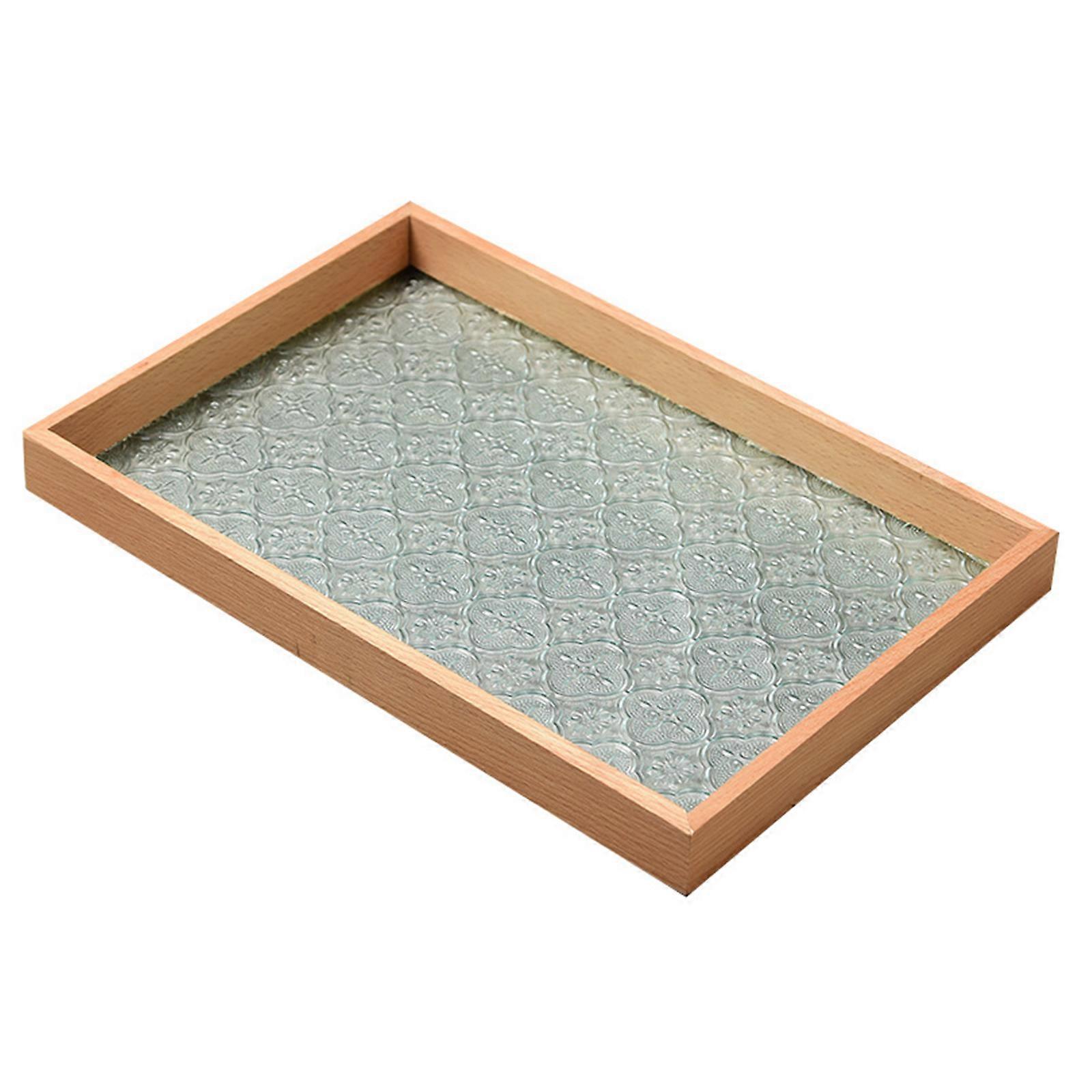 Geprägtes Glas Kleines Serviertablett Vintage Tafelaufsatz Kerzenhalter Tabletts Rustikales Rechteck Dekorative Platte Tablett