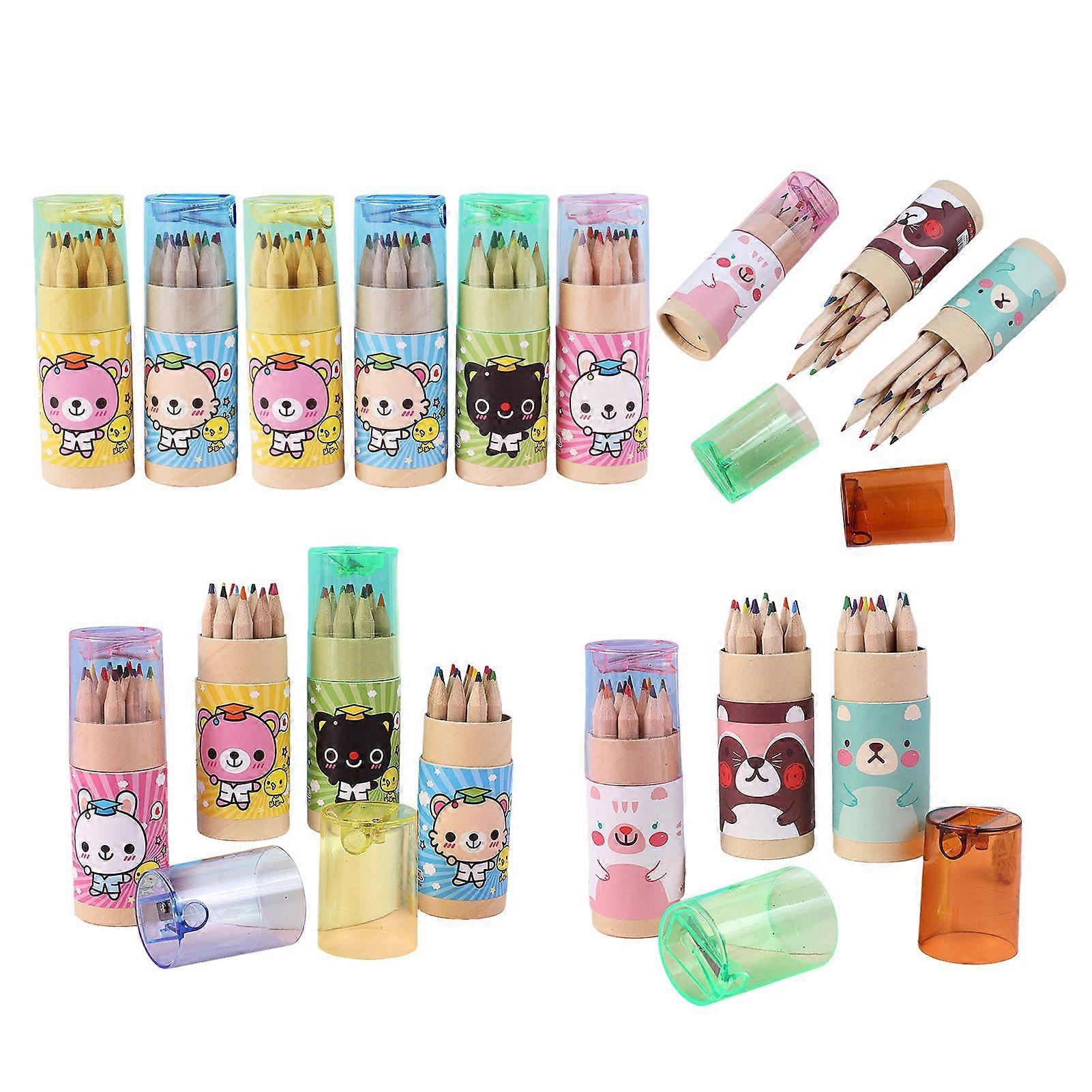 Qinghai 8/16Pcs Mini Colored Pencils Portable Colored Pencil Kit with Sharpener Pre-Sharpened Party Fillers Set