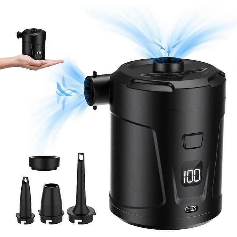 Electric Air Pump, Electric Inflator with 4 Air Nozzles, Fast Inflator for Inflatable Pool, Bed Mattress, Camping, Vacuum Bag