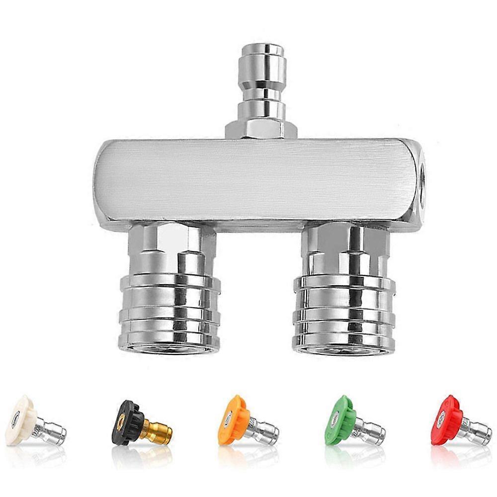 5000 PSI Dual Pressure Washer Nozzle, 2-in-1 Power Washer Nozzle Tip with 5 Spray Nozzles, 1/4 Inch Quick Connect