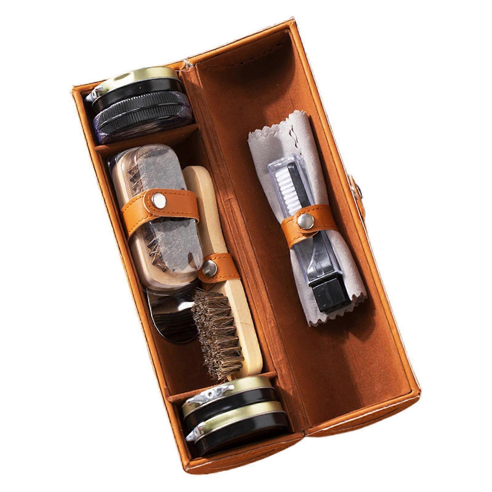 Kit de cuidados com sapatos para homens Ferramenta de polimento com pano de polimento Limpador de sapatos de couro Conjunto de 10 peças