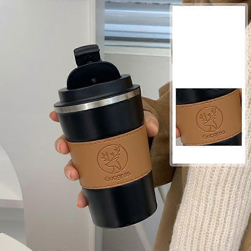 Coffee Travel Mug 12oz,Insulated Coffee Mug with Lid,Leakproof Coffee Thermos-Black