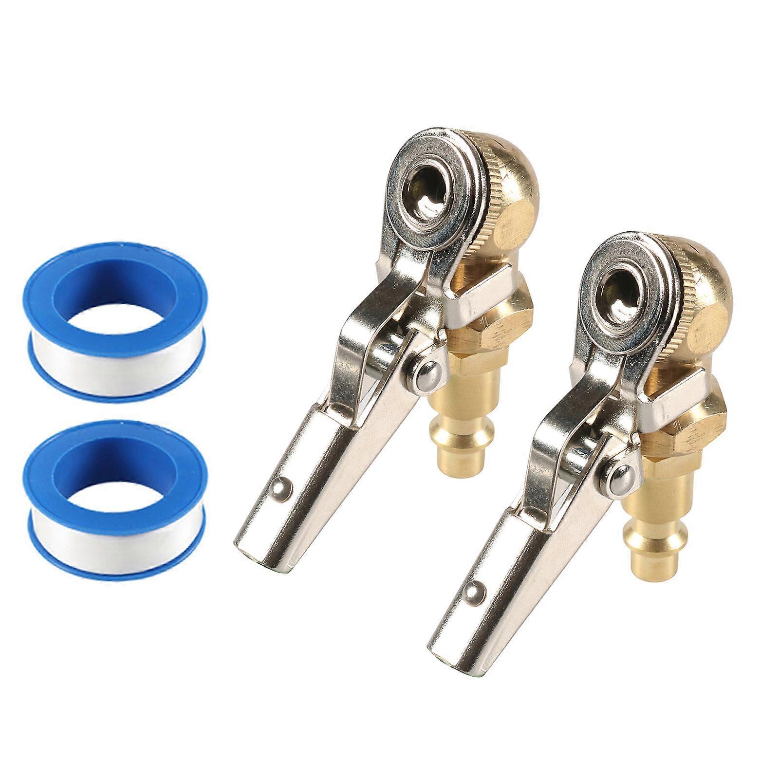 Air Chuck with Clip Adapter, Brass Locking Tire Inflator Nozzles Adapter Connect, Not Leakage 1/4NPT Tire Chuck