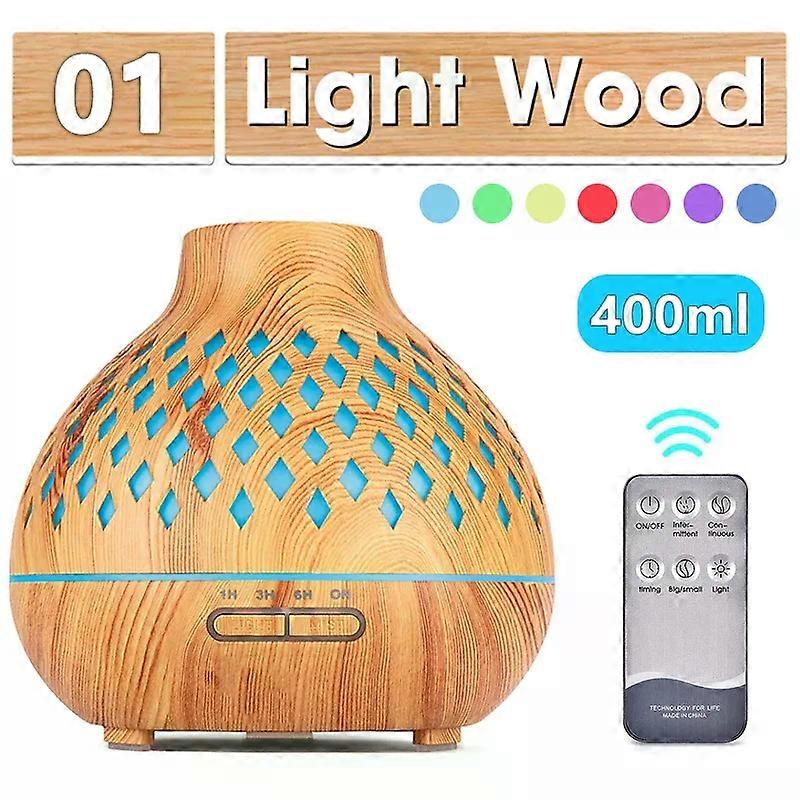 Newest 400Ml Aroma Essential Oil Diffuser Air Humidifier With Remote Control Xiomi Air Humidifier Wood Grain For Home Office