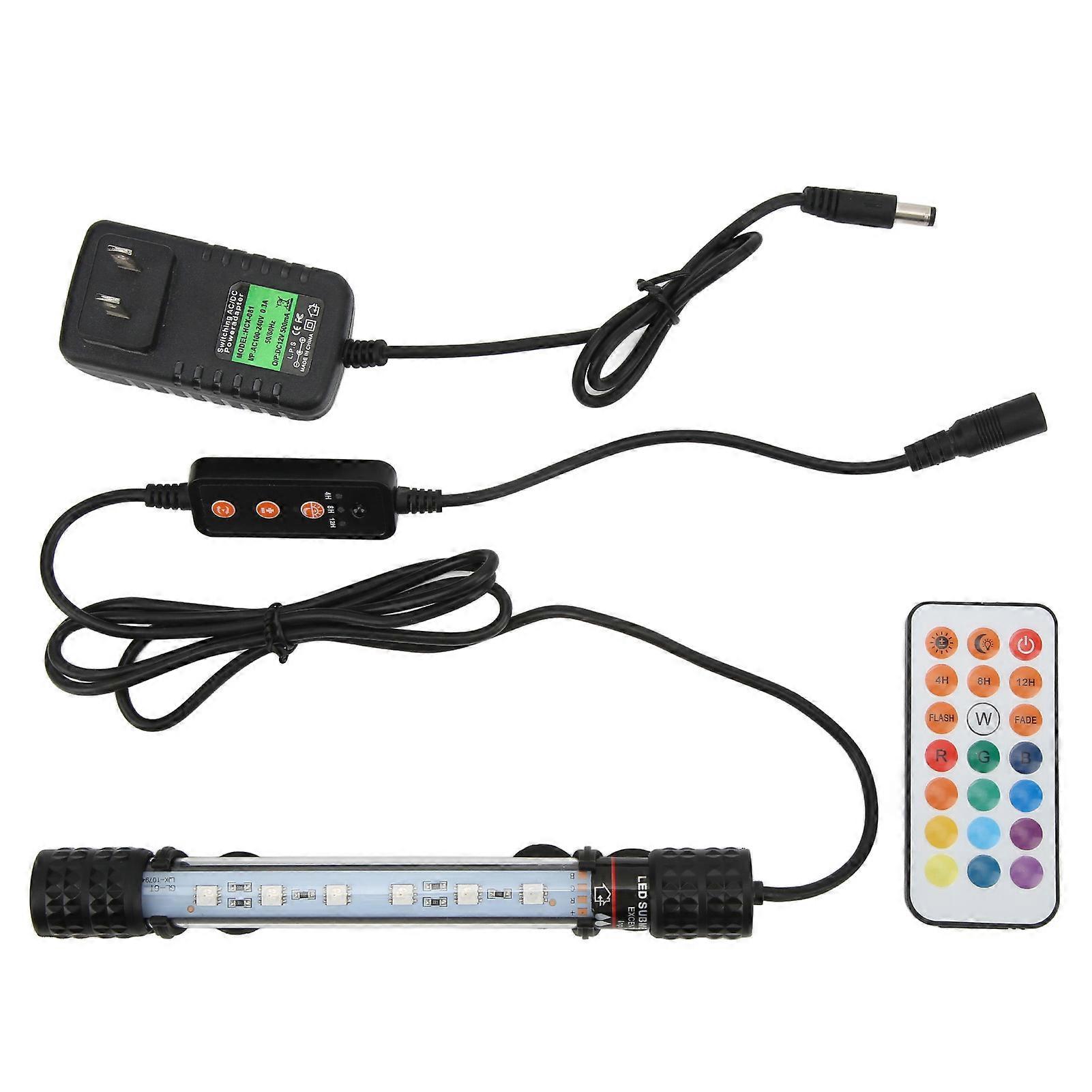 LED Fish Tank Light Colorful Adjustable Brightness Submersible Aquarium Lamp Strip 100‑240V