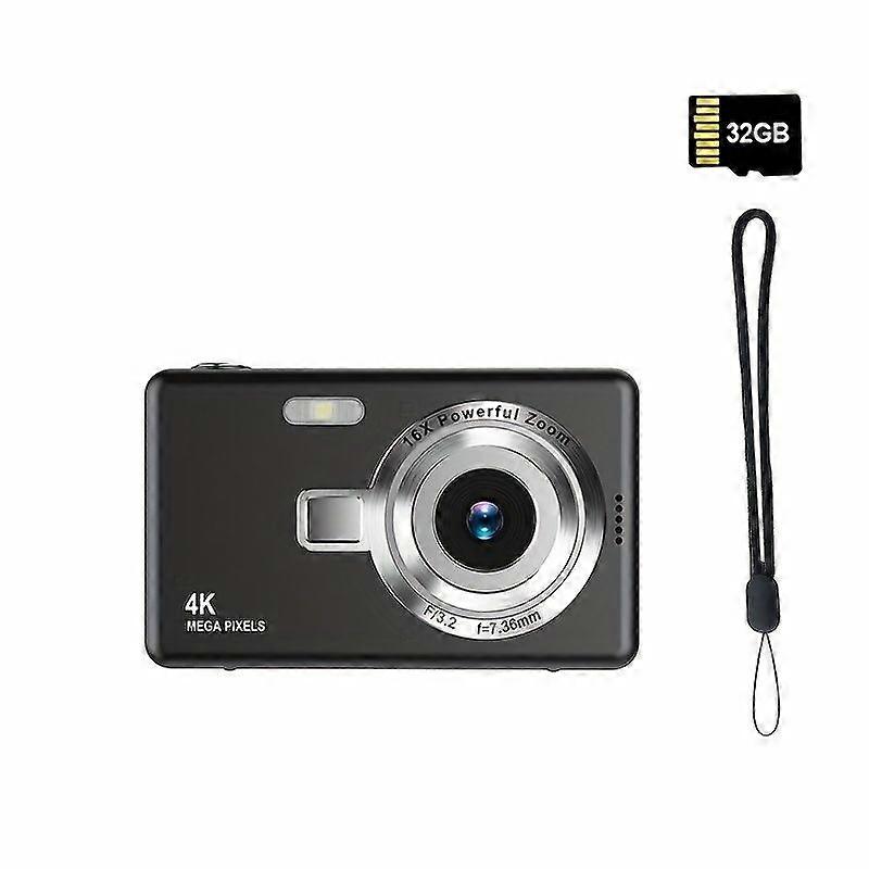 Digital Camera Portable Digital Camera Hd Auto Focus With 32G Card Black