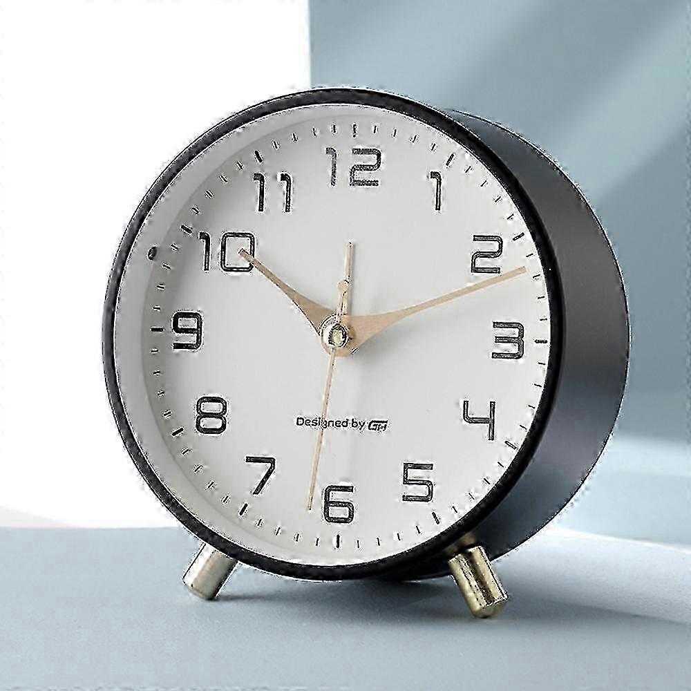 Nordic Sleek Frosted Metal Mute Alarm Clock, Modern Silent Design for Student Office Desk