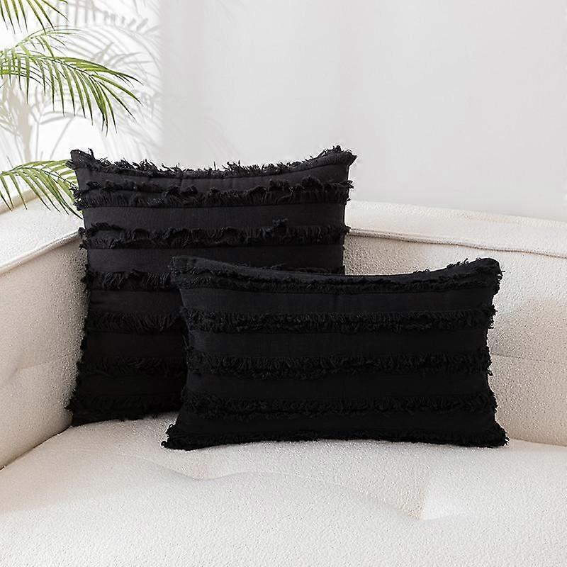 Bohemian Style Cotton and Linen Pillow Cover Pillow Without Core Cut Flower Tassel Sofa Cushion Cover