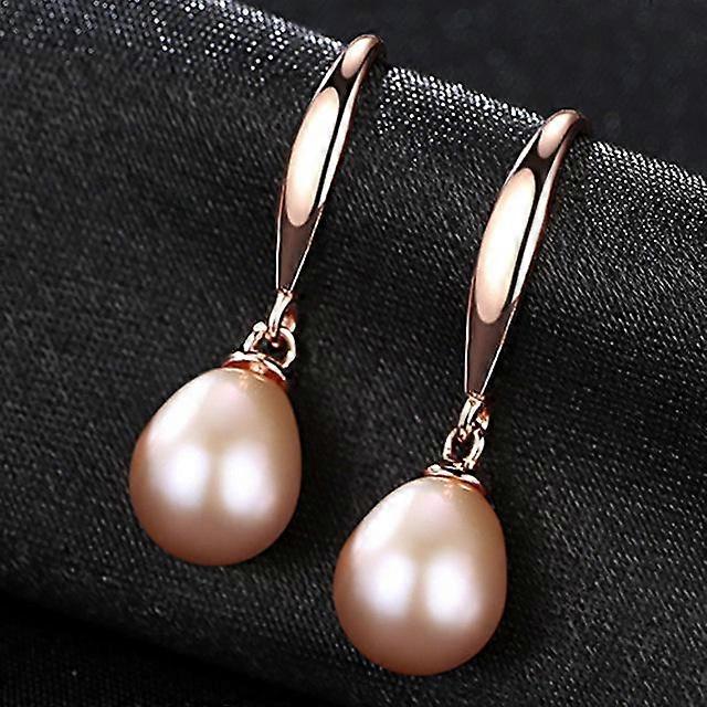 Argent sterling 925 Rose Gold Couleur Boucles d’oreilles pour femmes Boucles d’oreilles perles d’eau douce Bijoux de mariage Blanc Rose Violet