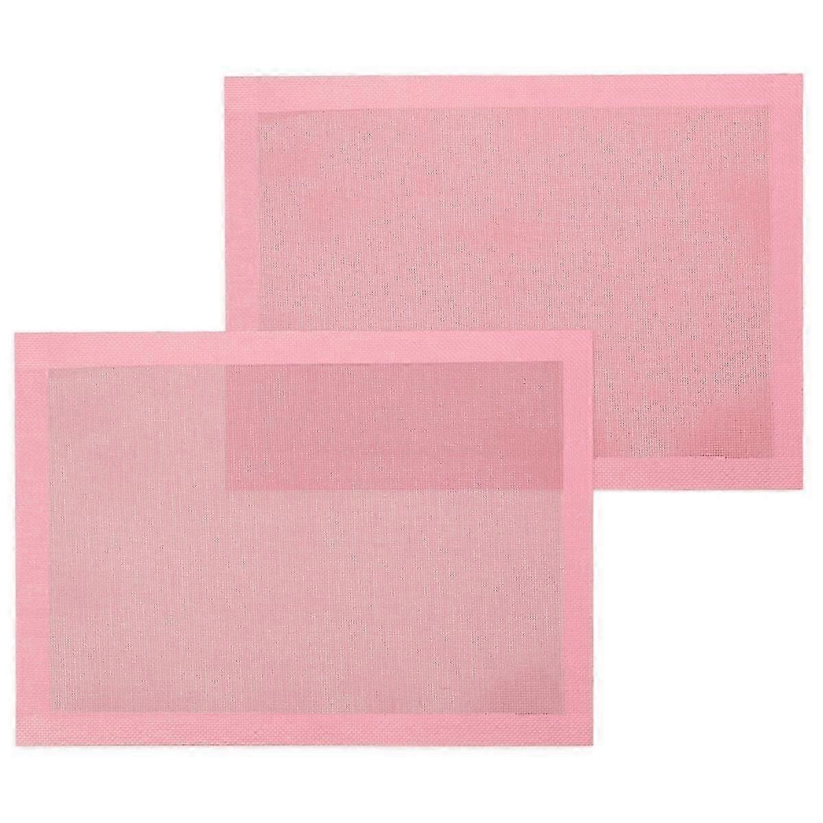 Perforated Baking Mats,2PCS Pink Silicone Mat for Half Sheet,Non-Stick Reusable Oven Liners for Mak js
