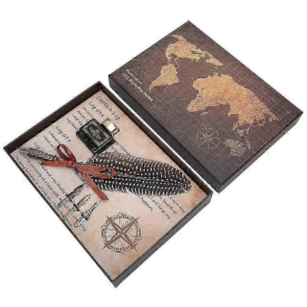 Feather Pen Set Natural Pattern Writing Tools Retro Craft Collection for Banquet SignatureBlack