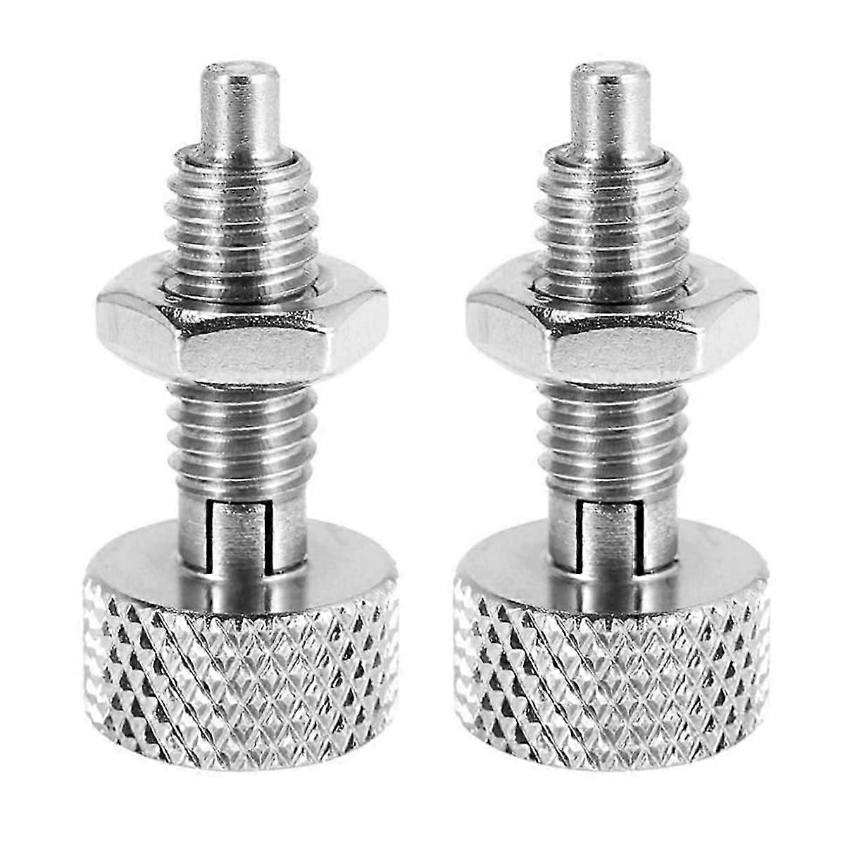 M16 Stainless Steel 2Pcs Hand Retractable Spring Plunger Quick Release Pin with Nut and Knurled Handle