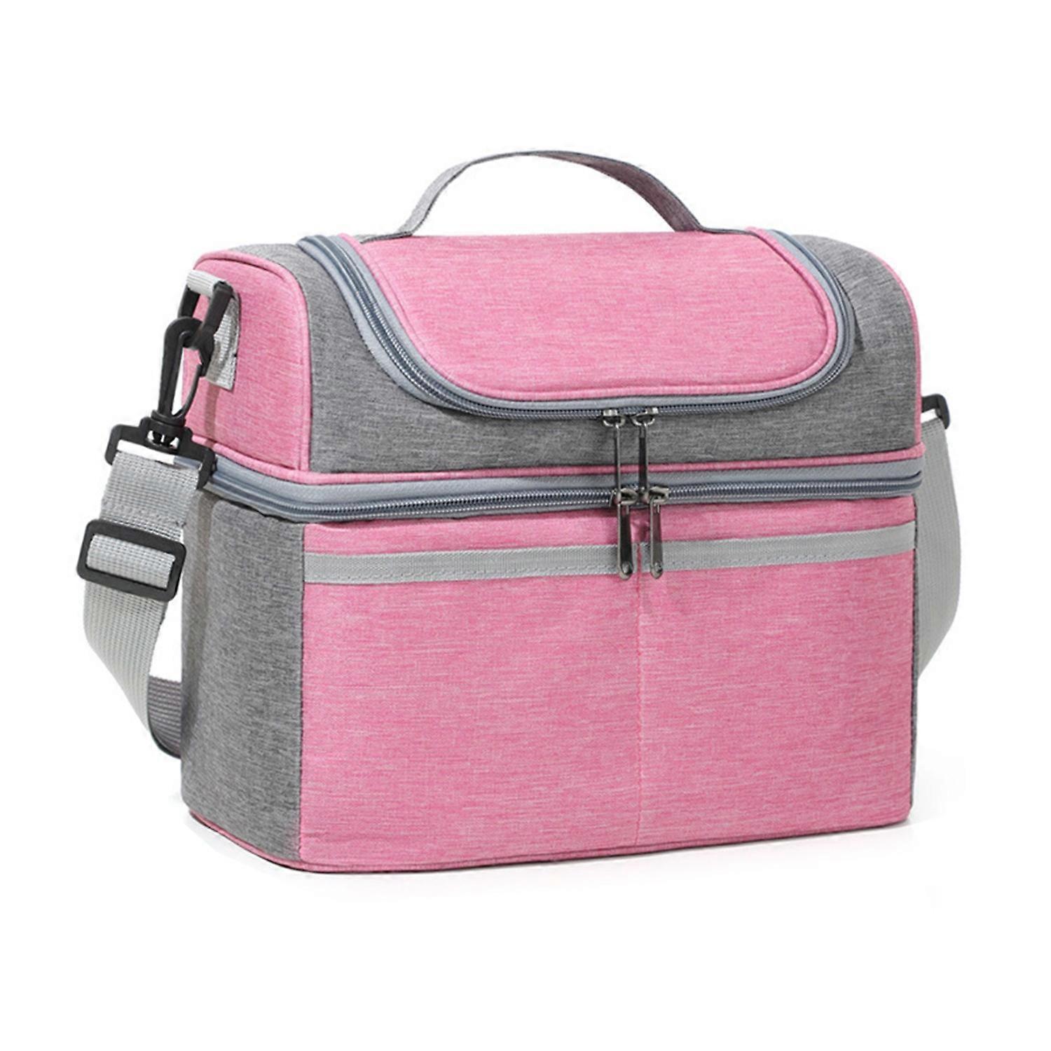 Insulated Lunch Bag Double Deck Lunch Tote Large Leakproof Expandable Lunch Box Reusable Tote Cooler