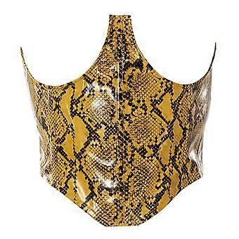 Elegant Snake Pattern Waist Trainer Women Corset Cincher Body Shaper Girdle Trimmer Extender Streetwear Waist Decoration  Yellow S