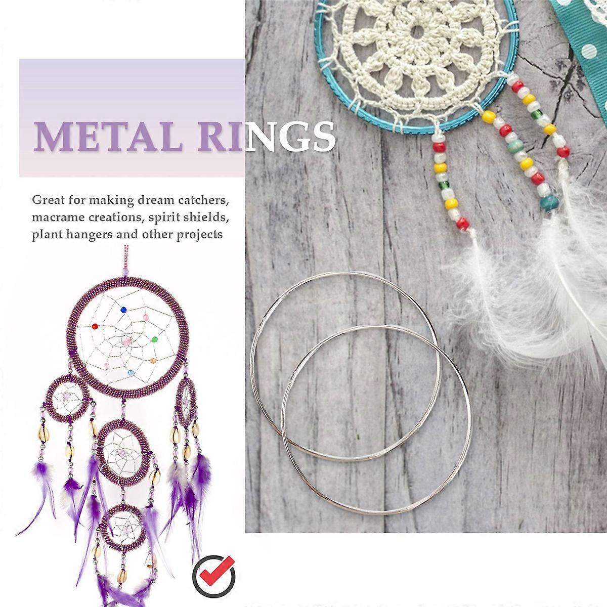12 Pcs 4 Inch Silver Metal Rings Hoops Macrame Ring for Dream Catchers ...