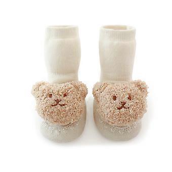 Anti-Slip Floor Socks for Baby Girl Boys Toddler Unisex Prewalker Flat Shoes Rubber Soles Socks Infant Shoes for Indoor  Off white 0 to 6Months