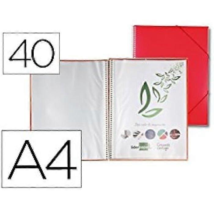 Showcase File with Spiral - LIDERPAPEL - EC14 - A4 - Red - 40 Sleeves