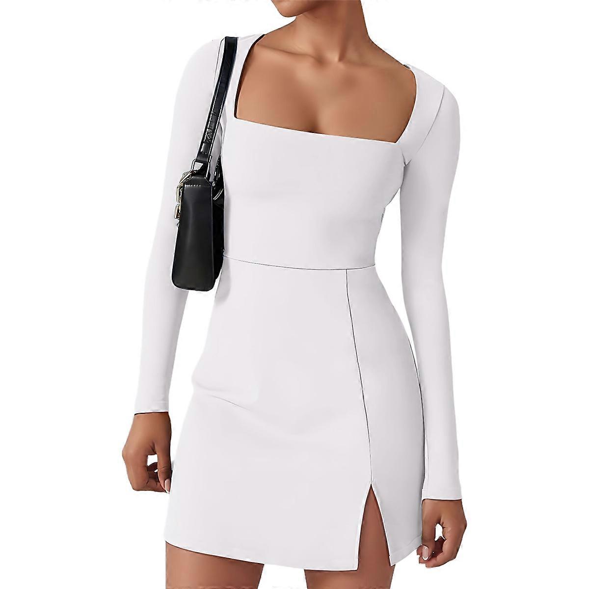 Square Neck Bodice Dress White L