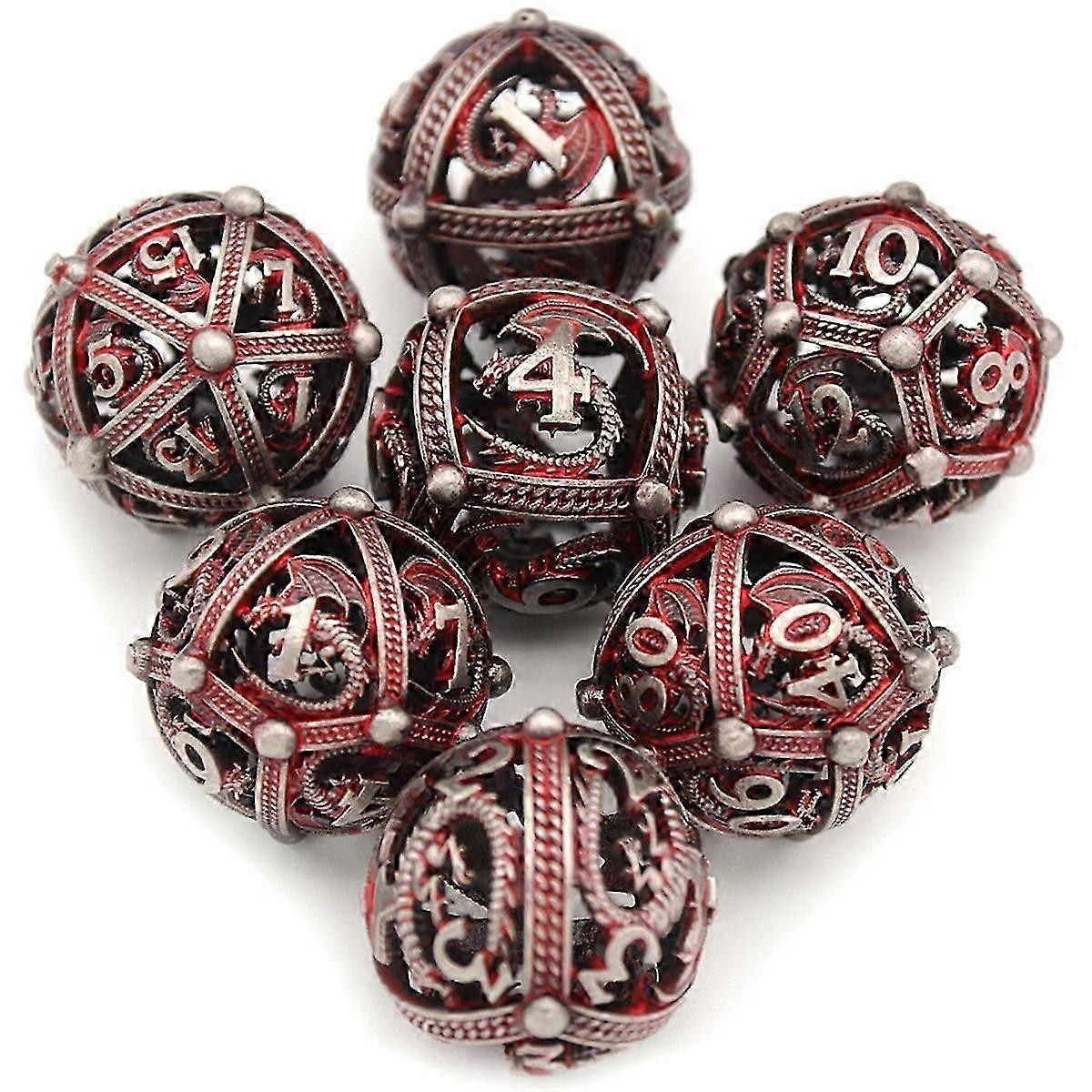 Metal Dice, 7 PCS Heavy Solid Metallic Dragon Dice Set for Dungeons and Dragon Tabletop Game D