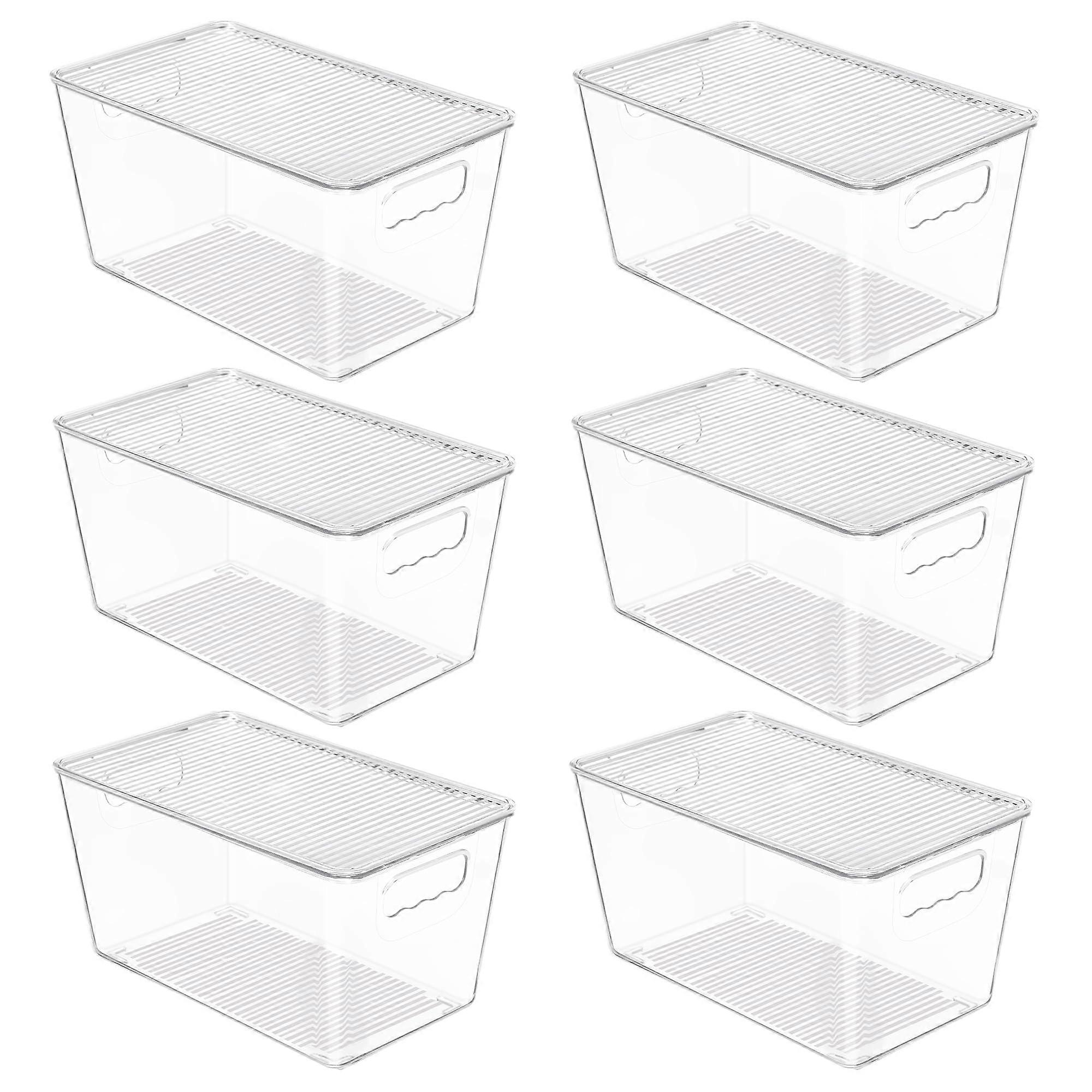 6 Pack Clear Stackable Storage B for Kitchen and Fridge Medium Size