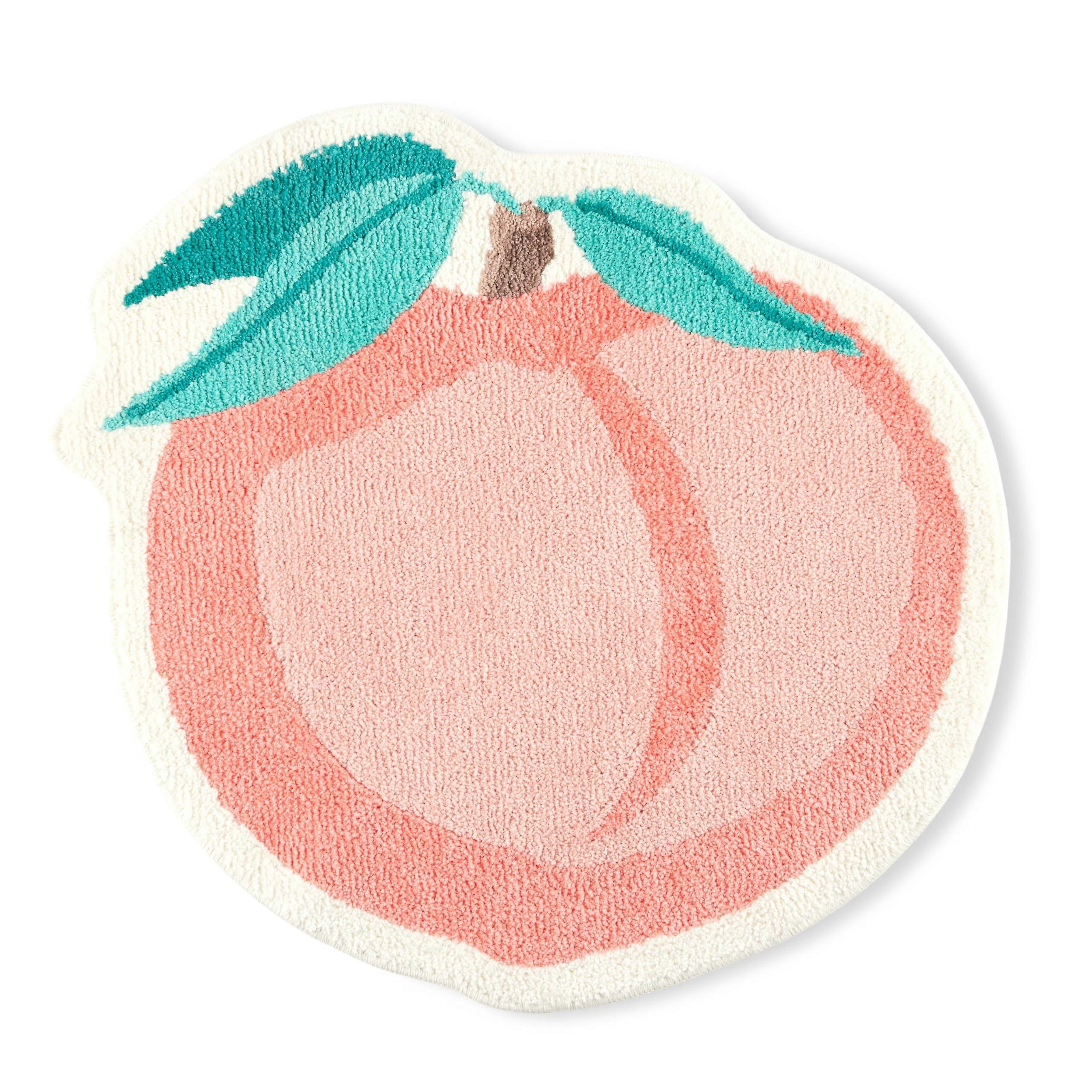 Peach Fruit Shaped Absorbent Tufted Non-Slip Bath Mat for Bathroom 30.3'x29.5'