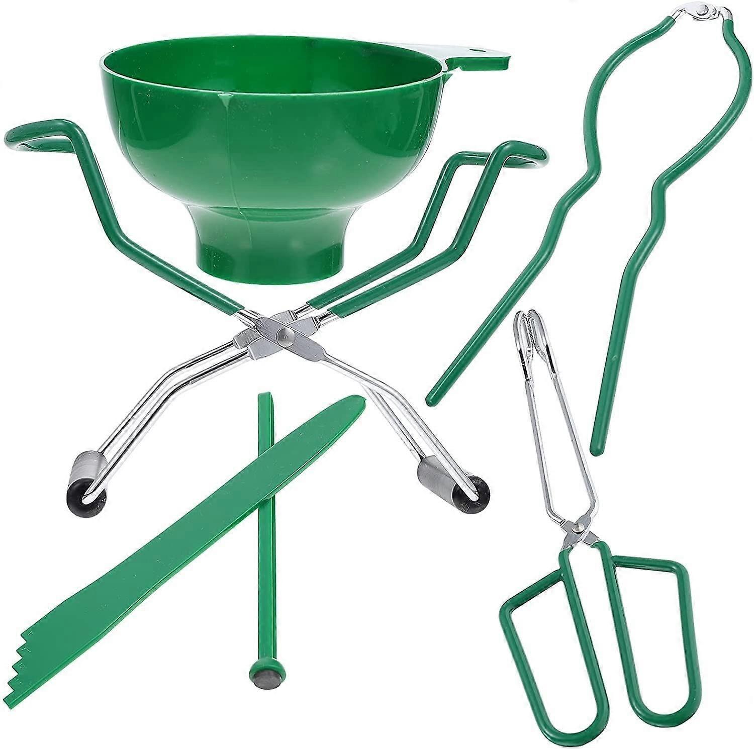 Canning Kit - 6 Piece Set with Kitchen Tongs, Funnel, Jar Lifter, Measurer, Lid Lifter, Magnetic Tools for Home Canning
