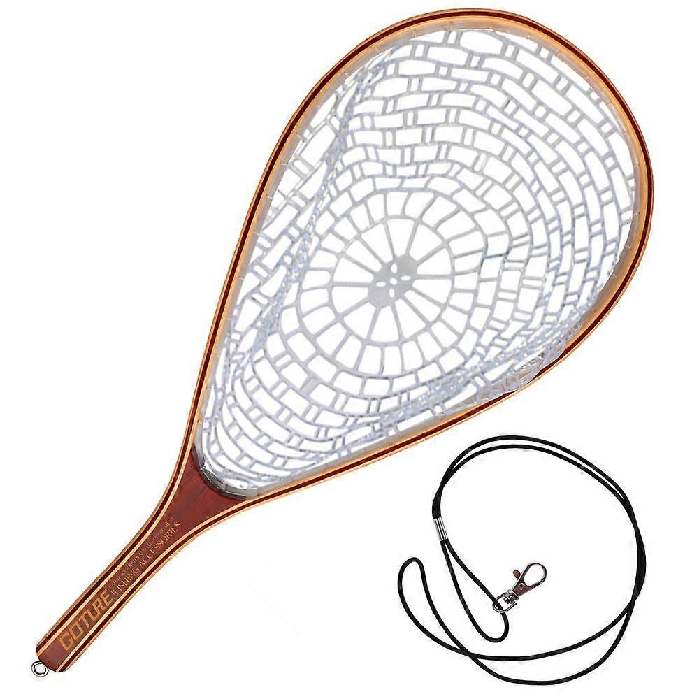 Wooden Fly Fishing Net, Trout Landing Net, Soft Rubber Fly Fishing Landing Net
