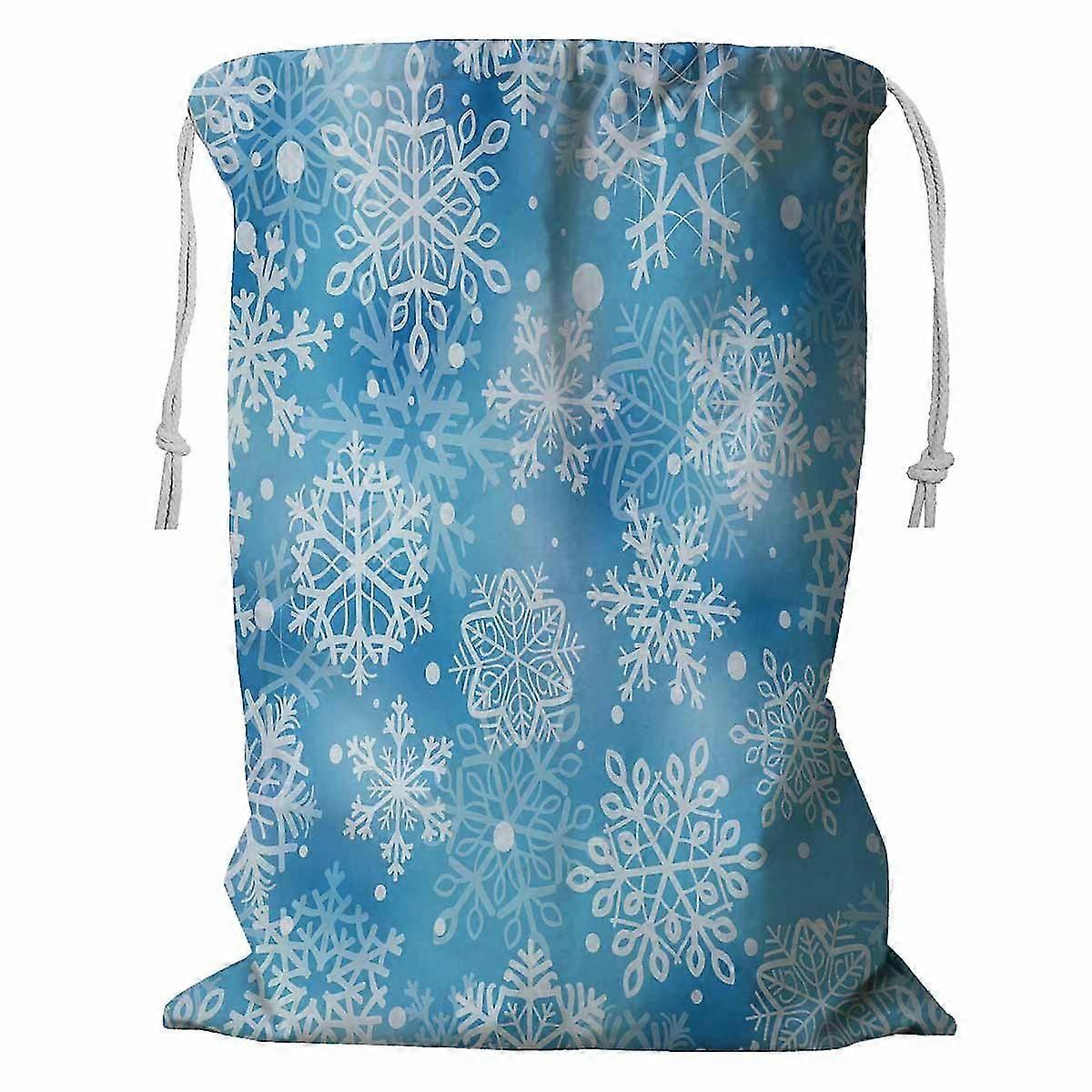 Snowflakes Storage Basket Laundry Bag With Drawstring 60x80 Cm