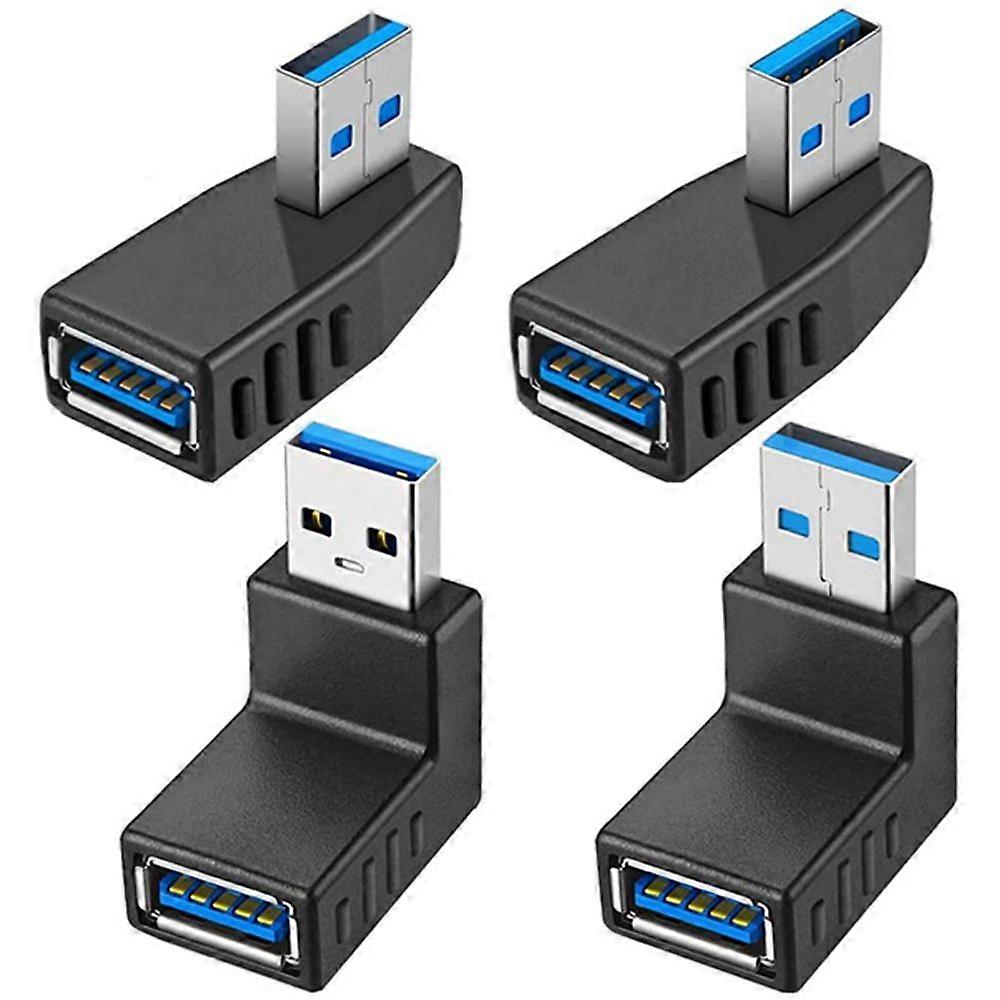 4PCS USB 3.0 Adapter Couplers 90 Degree Male to Female USB Connector - Including Left,Right,Up,Down
