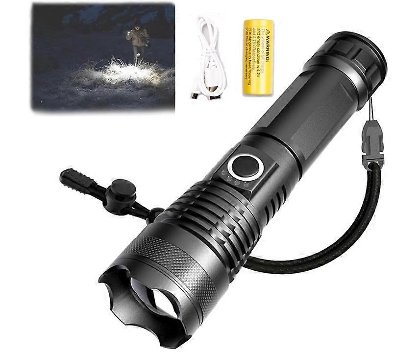 Flashlight, Flashlight 90000, Flashlights High Lumens Rechargeable, Rechargeable LED Flashlights for Camping Outdoor(Black)